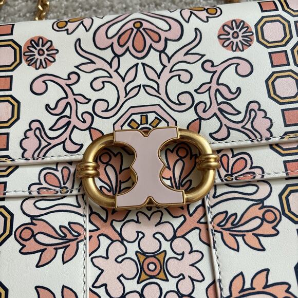 Tory Burch Gemini Link Hicks Garden Large Chain Leather Shoulder/crossbody Bag - Picture 2 of 15